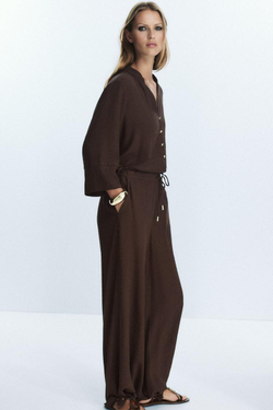 ZARA БЛУЗА BAMBULA, КОРИЧНЕВЫЙ