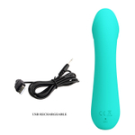 Бирюзовый силиконовый вибратор Cetus для G-точки - 15 см.