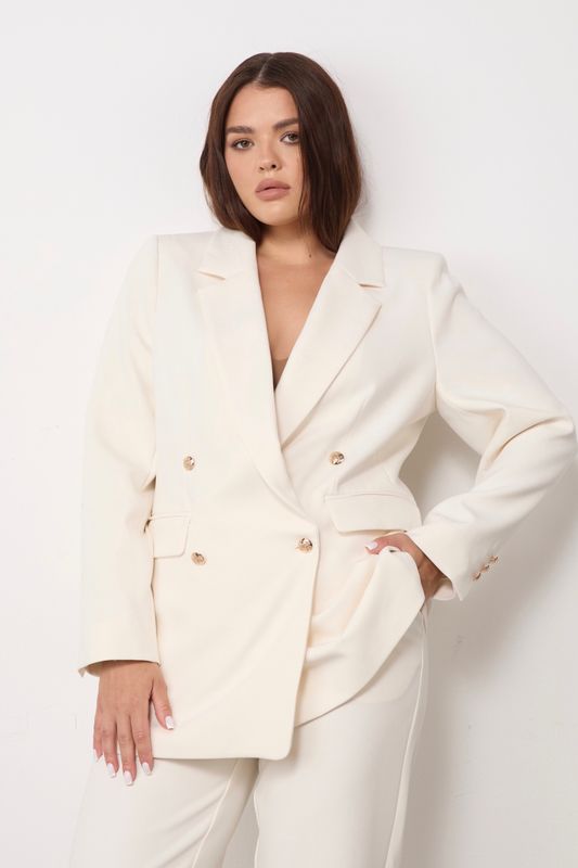 Жакет двубортный, молочный
