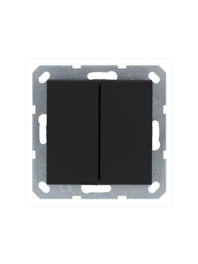 Переключатель перекрестный 2-кл. 10А IP20 механизм черн. матов. soft touch Jasmart G3014PB