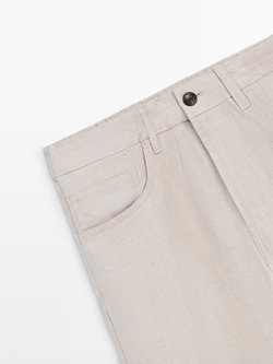 Massimo Dutti Льняные брюки-джоггеры, песочный