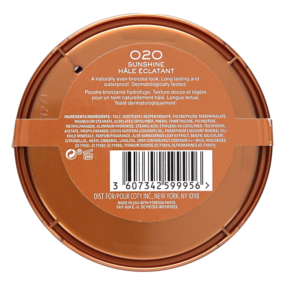 Rimmel London, Natural Bronzer, водостойкая пудра-бронзер, оттенок 020 Sunshine, 14 г (0,49 унции)