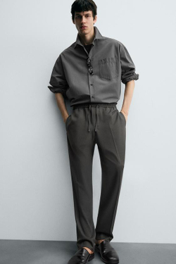 ZARA БРЮКИ-ДЖОГГЕРЫ КОМФОРТНОЙ ПОСАДКИ, ТЕМНО-ЗЕЛЕНЫЙ