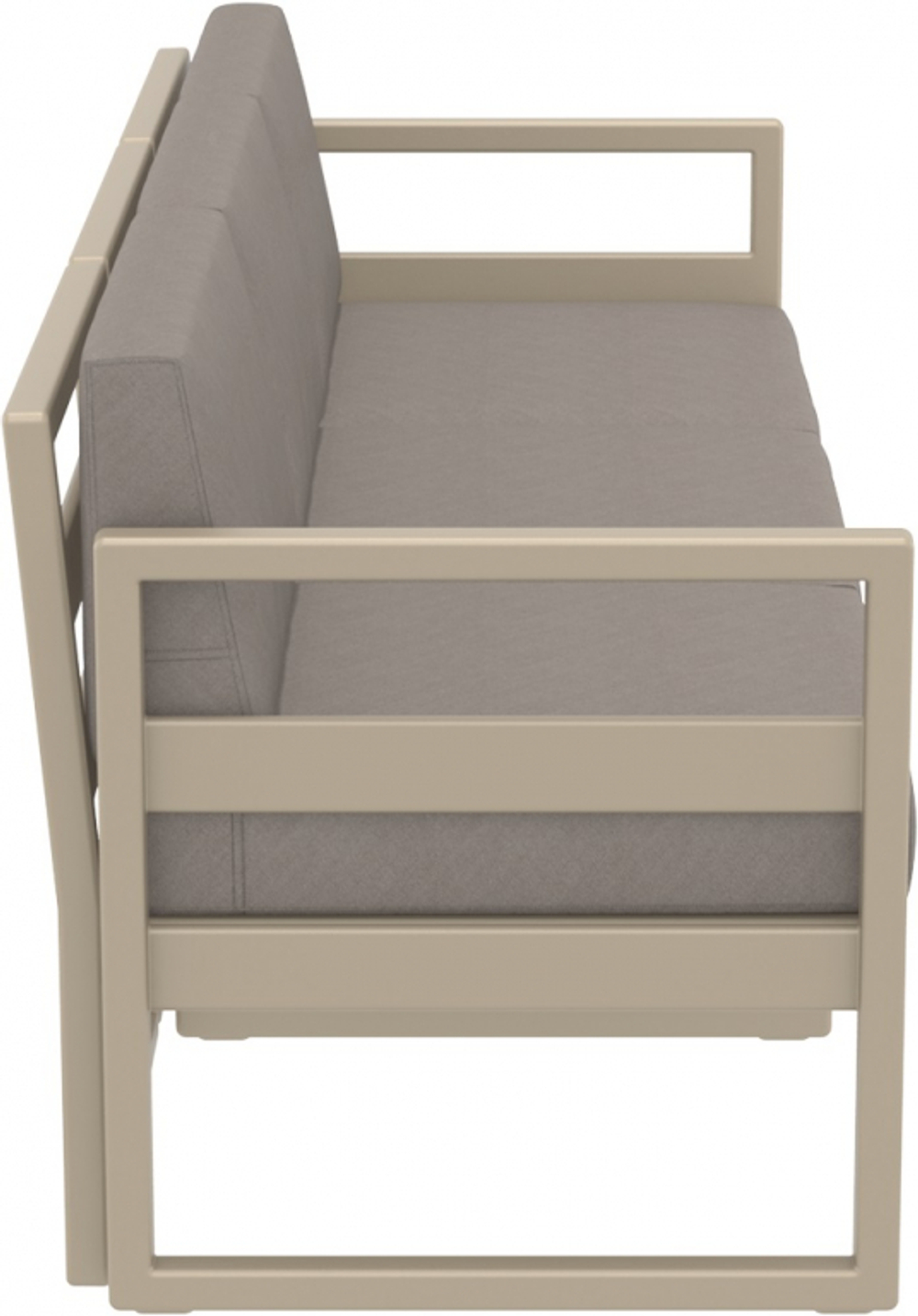 Диван пластиковый трехместный с подушками Siesta Contract Mykonos XL, бежевый, светло-коричневый