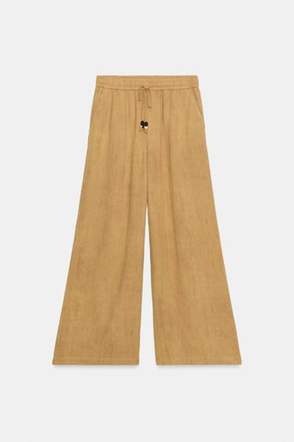 ZARA ШИРОКИЕ БРЮКИ НА ШНУРКЕ, ГОРЧИЧНЫЙ