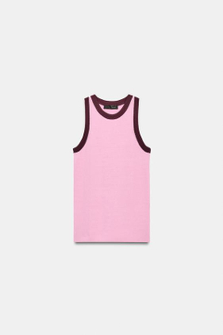 ZARA ТРИКОТАЖНЫЙ ТОП С ГОРЛОВИНОЙ ХАЛТЕР, МЯГКИЙ РОЗОВЫЙ