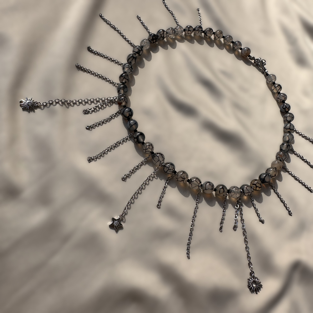 Колье «Лунные кружева» — агат «Вены Дракона»