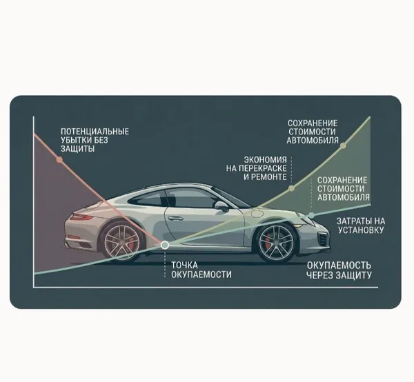 Инфографика окупаемости антигравийной пленки