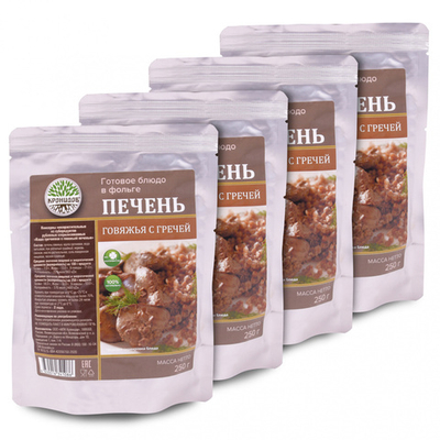 Готовое блюдо "Каша гречневая с говяжьей печенью" 250 г. (Кронидов) 4шт 1кг