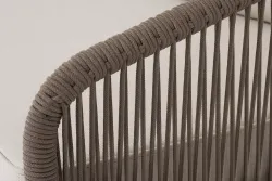 "Канны" диван модульный плетеный из роупа, каркас алюминий коричневый (RAL8016) муар, роуп коричневый круглый, ткань бежевая 035