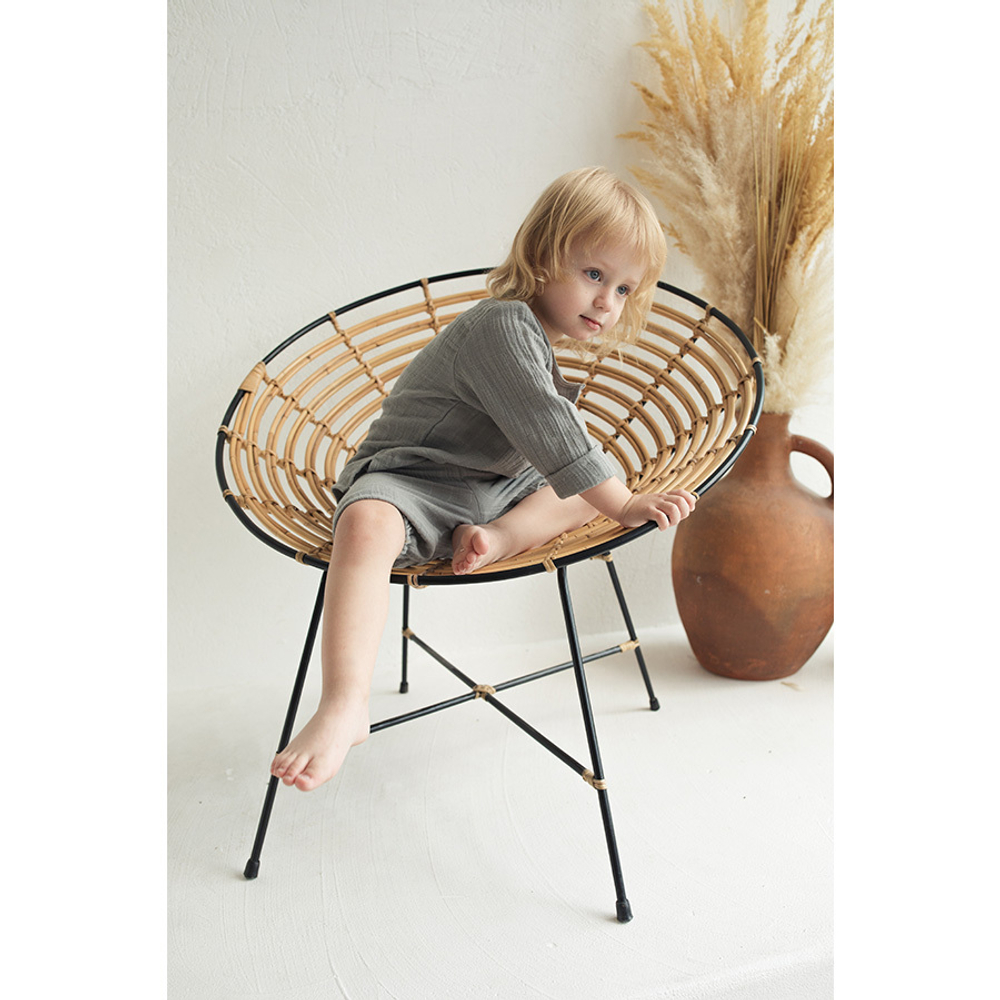 Рубашка из хлопкового муслина серого цвета из коллекции essential 12-18m