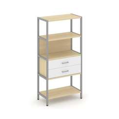 Shelf System Односекционный стеллаж четырехярусный с ящиками SN.STM-412 Акация Лорка/Белый/Металл Се