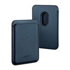 Кожаный чехол для пластиковых карт магнитный (MagSafe) / Картхолдер - кошелек для iPhone 12, 13 серии K-Doo Magsafe Leather Wallet (Темно-синий)