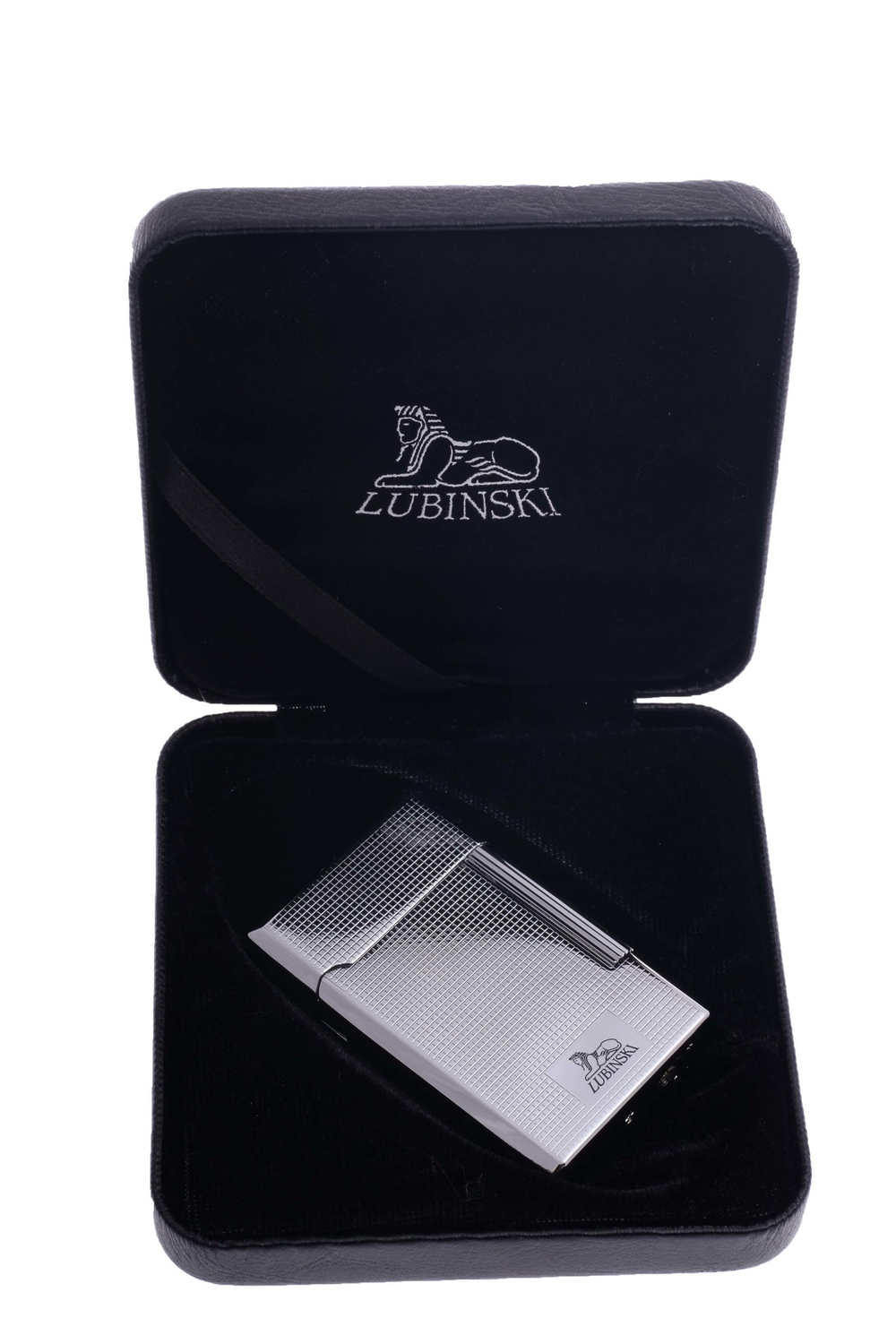 Зажигалка трубочная Lubinski Сполето, кремневая, серебристая в квадратик
