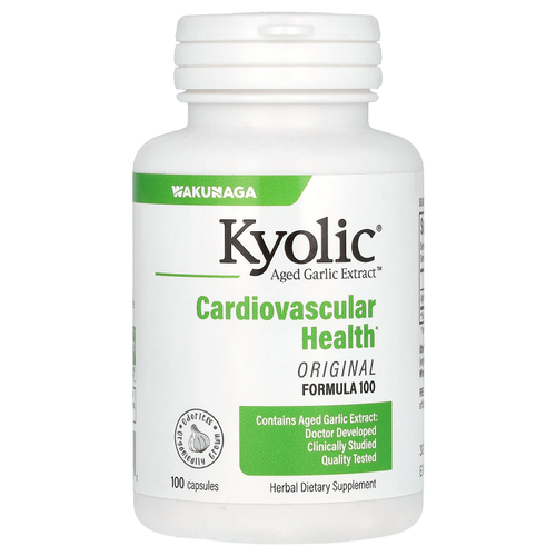 Kyolic, Aged Garlic Extract, выдержанный экстракт чеснока, добавка для здоровья сердечно-сосудистой системы, оригинальный состав Formula 100, 600 мг, 100 капсул (300 мг в 1 капсуле)