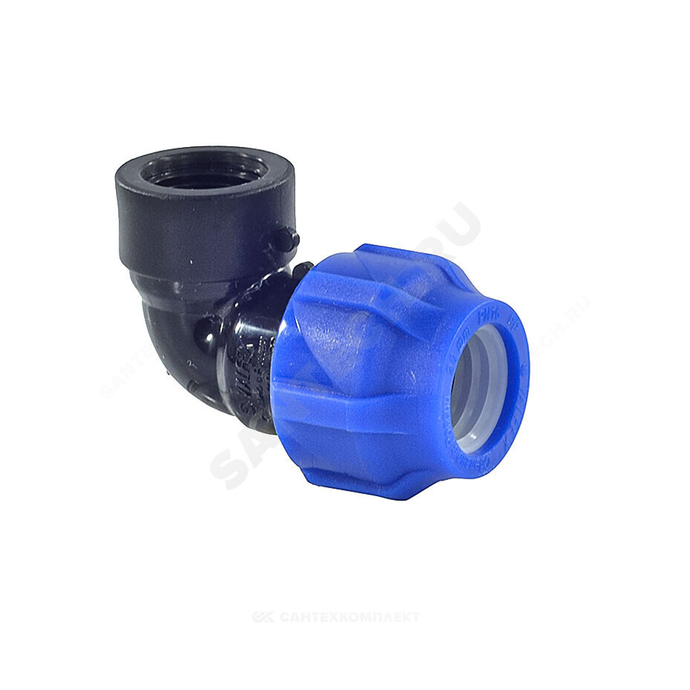 Отвод компрессионный ПЭ Дн 20х1/2"х90гр ВР Ру16 VALFEX 1210012320012