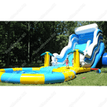 Надувной батут-горка с бассейном «Пляжный оазис», 21*7*7 м