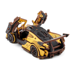 Деревянный конструктор Гоночный автомобиль (желтый) (EWA)