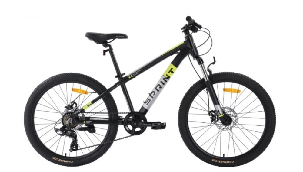 Велосипед TechTeam Sprint 24"х13" чёрно-зеленый 2024