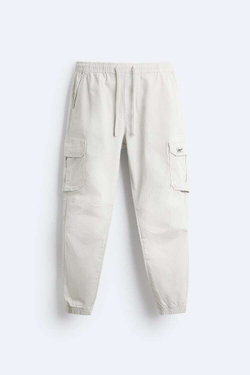 ZARA БРЮКИ КАРГО, ЦВЕТ ЛЬДА