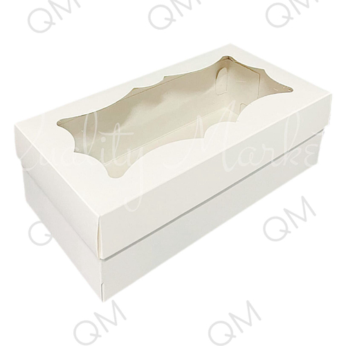 Коробка для макарон и др. кондитерских изделий с фигурным окошком 210*110*55 мм (белый), 50шт