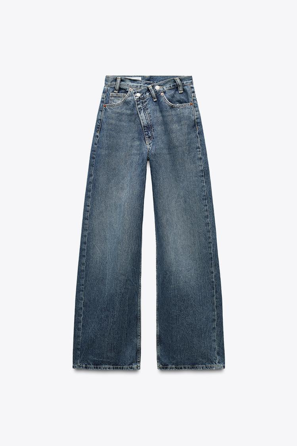 ZARA ДЖИНСЫ НА ЗАПÁХЕ С ШИРОКИМИ ШТАНИНАМИ И ВЫСОКОЙ ПОСАДКОЙ, ИНДИГО