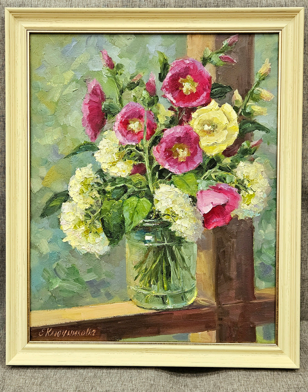 Картина "Мальва и гортензия" 30х40