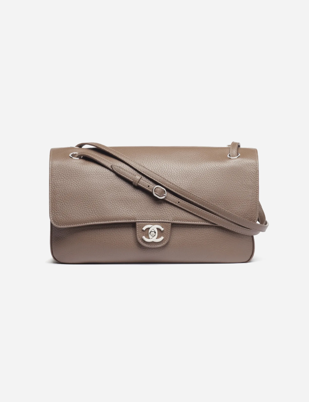 Сумка Chanel Maxi Flapbag Grained Calfskin & Silver Metal "Light Brown"