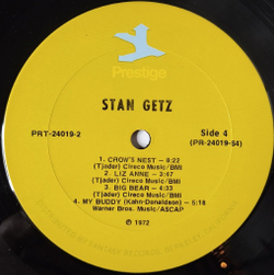 Винтажная виниловая пластинка LP Stan Getz (USA 1972)