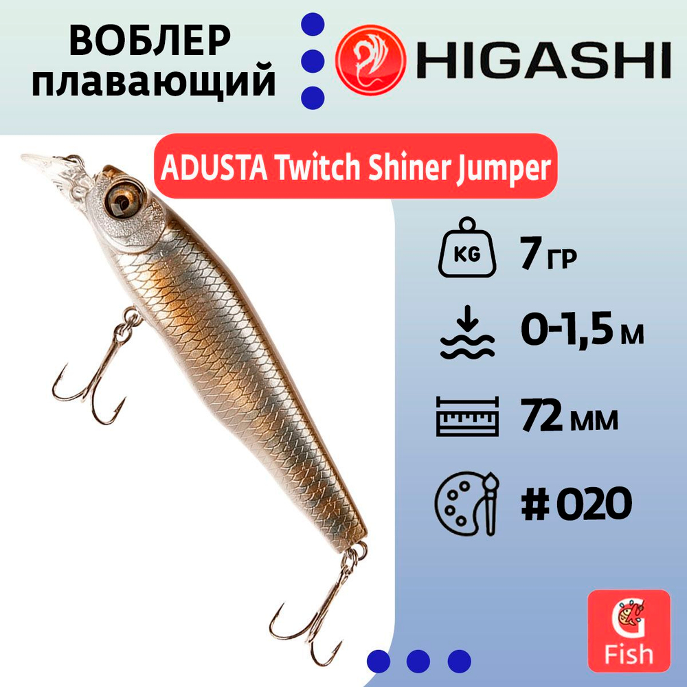 Воблер ADUSTA Twitch Shiner Jumper 72F 7гр #046 Yellow Chart