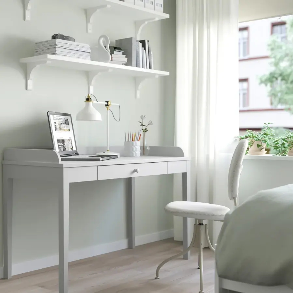 Письменный стол - IKEA SMYGA, 122х60 см, светло-серый, СМИГА ИКЕА
