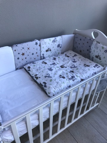 Комплект в кроватку 6-ти предметный 12 подушек "ЗВЕРИ", поплин