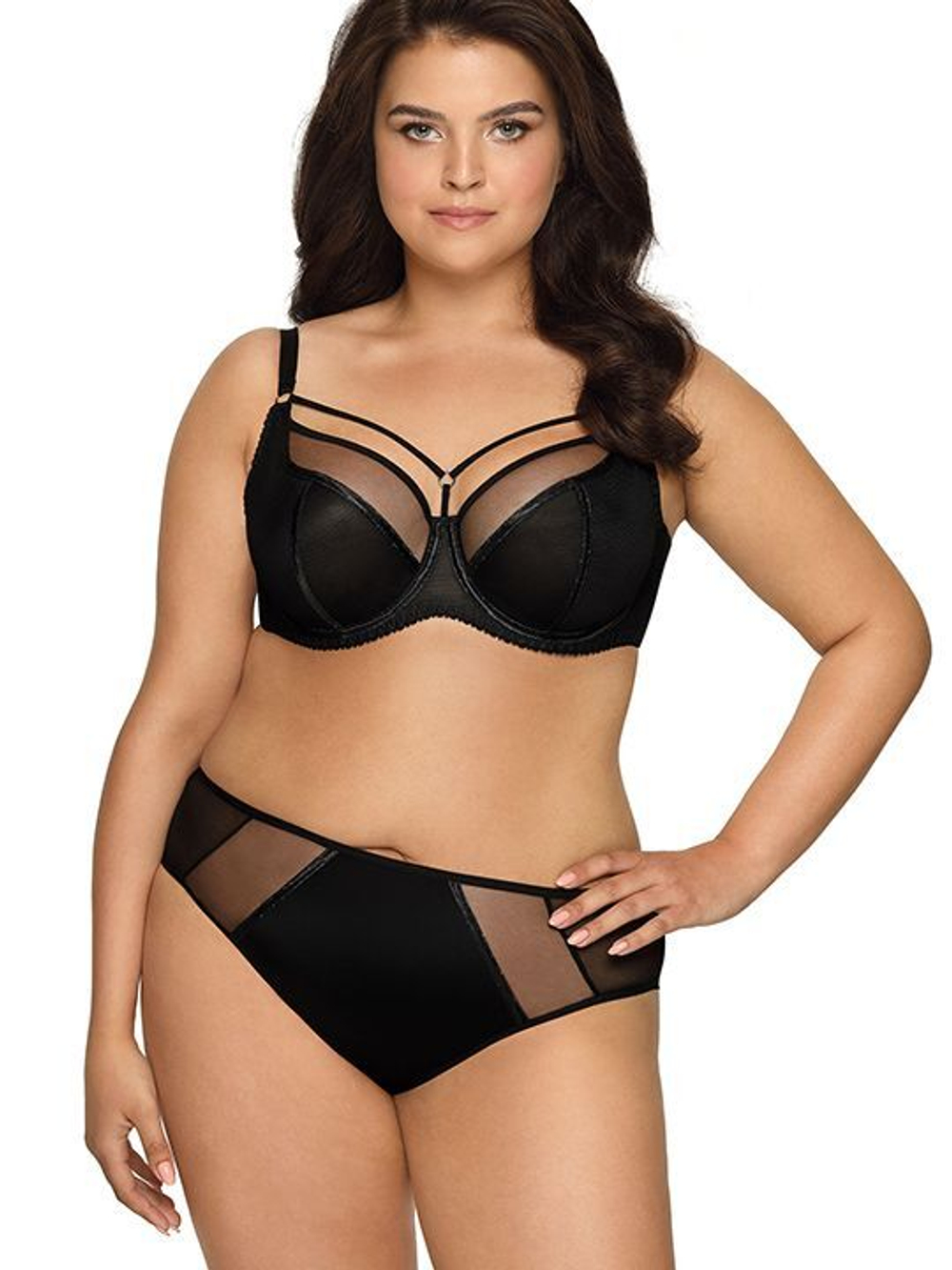 Бюстгальтер на косточках plus size с декоративными бретелями (Размер: 95G) (Цвет: белый)