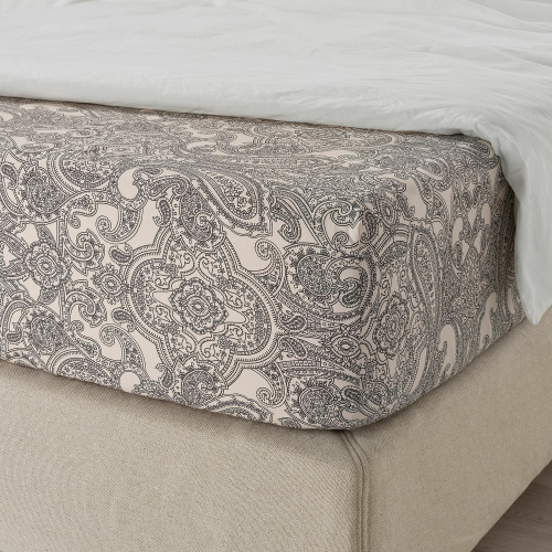 Простыня на резинке IKEA JATTEVALLMO (ЙЭТТЕВАЛЛМО), Бежевый с рисунком, 180x200 см