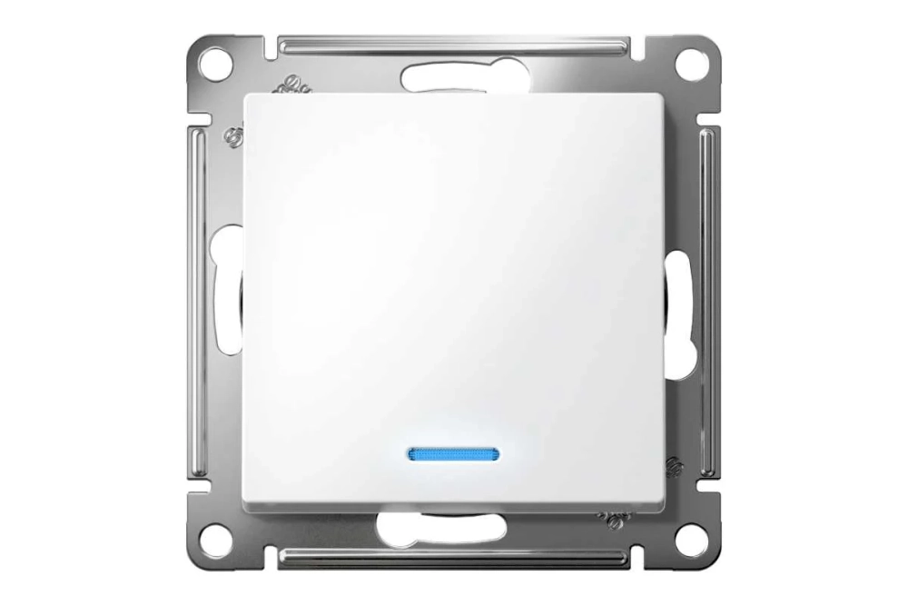 Одноклавишный механизм выключателя Systeme Electric ATLAS DESIGN с подсветкой сх.1а 10АХ белый ATN000113