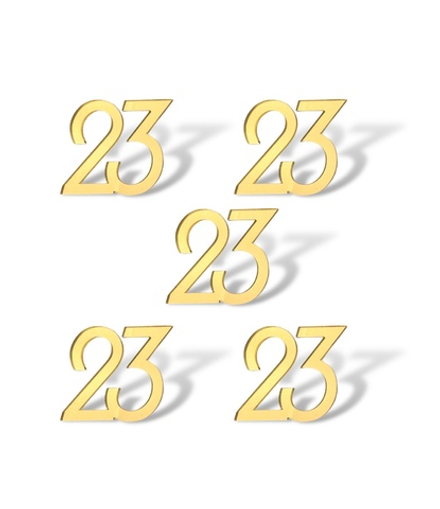 Топпер Мини надпись "23" №1 (4см) 5шт акрил ЗОЛОТО