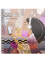 Скетчбук 160х160мм 20л. "Девушка с плеером" гребень (Проф-Пресс)