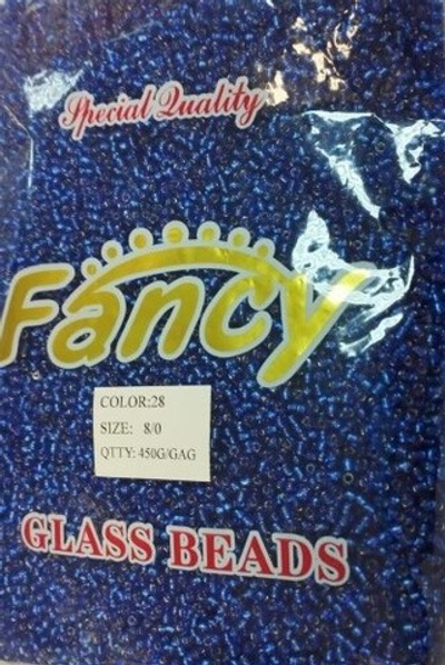 Бисер некалиброванный, 450 гр, размер 8/0, пр-во Китай, синий