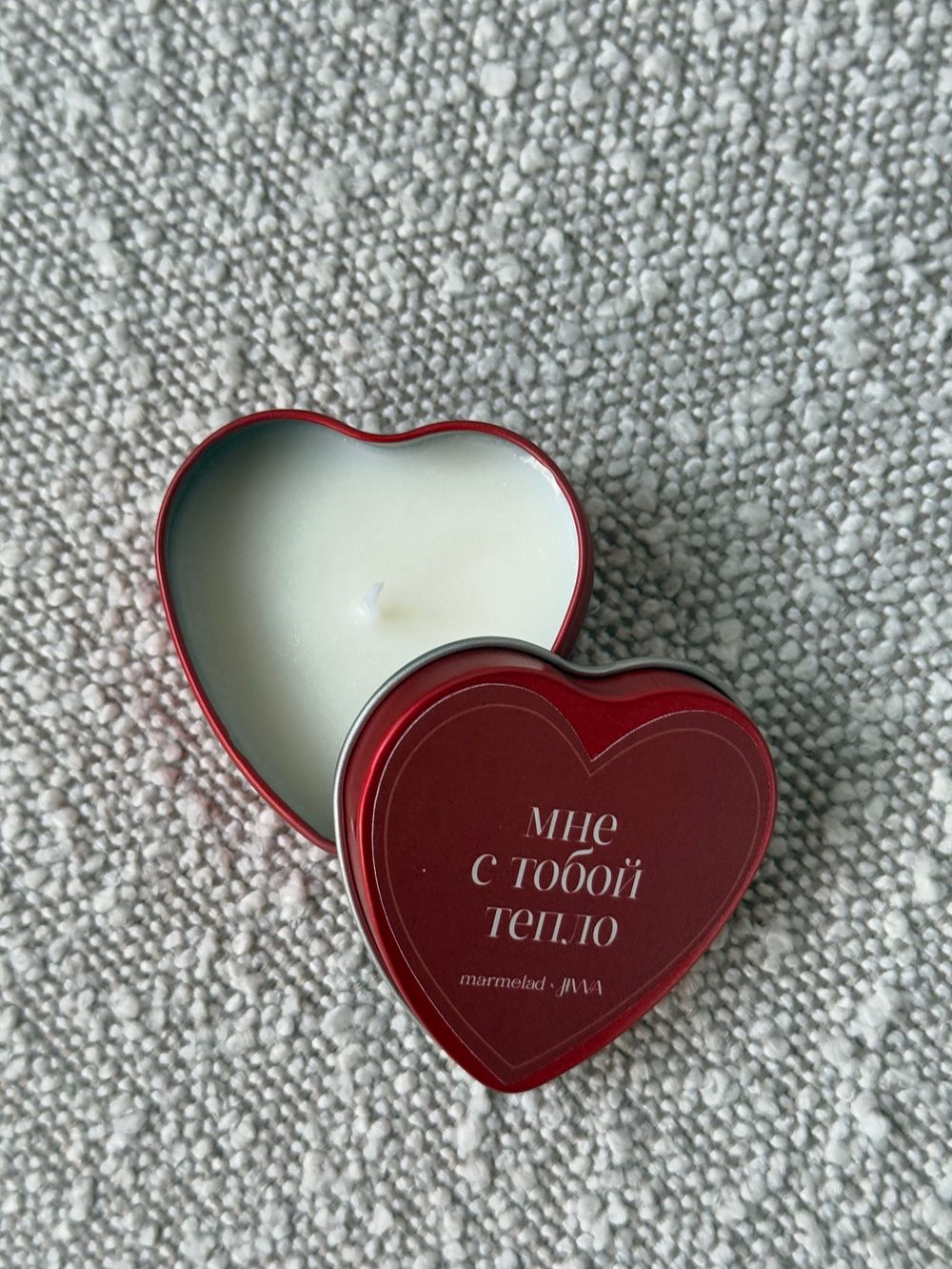 Свеча натуральная ароматическая JIWA сердце 60 мл - Кожа-сандал