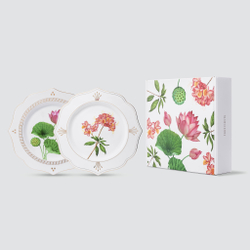 Набор из 2 фигурных блюд Farforite «Лотос и рододендрон / Botanicum» 28 см в подарочной коробке