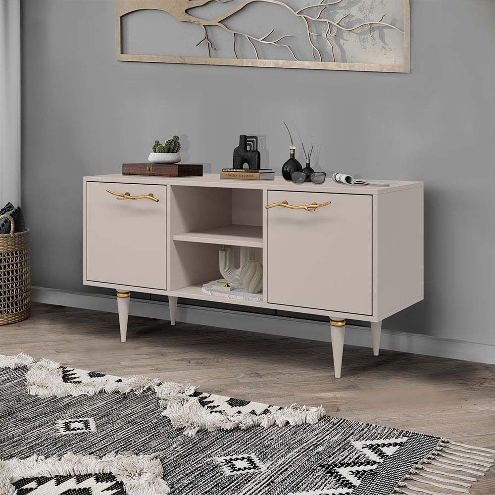 Тумба под ТВ Арт Колор matte 117см Классик Голд Серый агат матовый