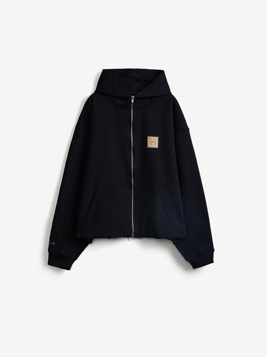 Черный укороченный худи с винтажным лого