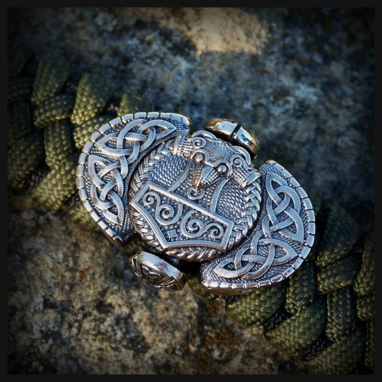 Замок для браслета из паракорда или кожи "Тор" латунь