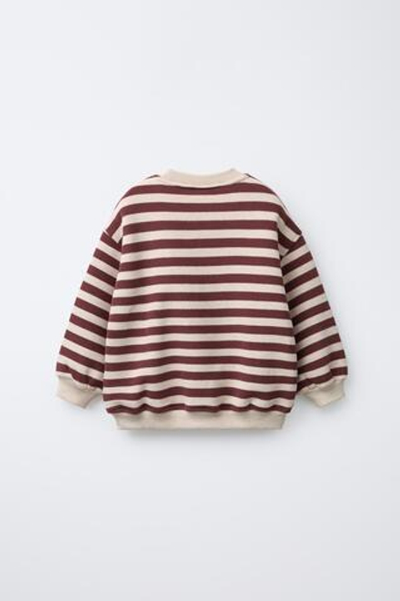 ZARA ТОЛСТОВКА В ПОЛОСКУ С ВЫШИВКОЙ SNOOPY PEANUTS™, КОРИЧНЕВЫЙ/ЭКРЮ