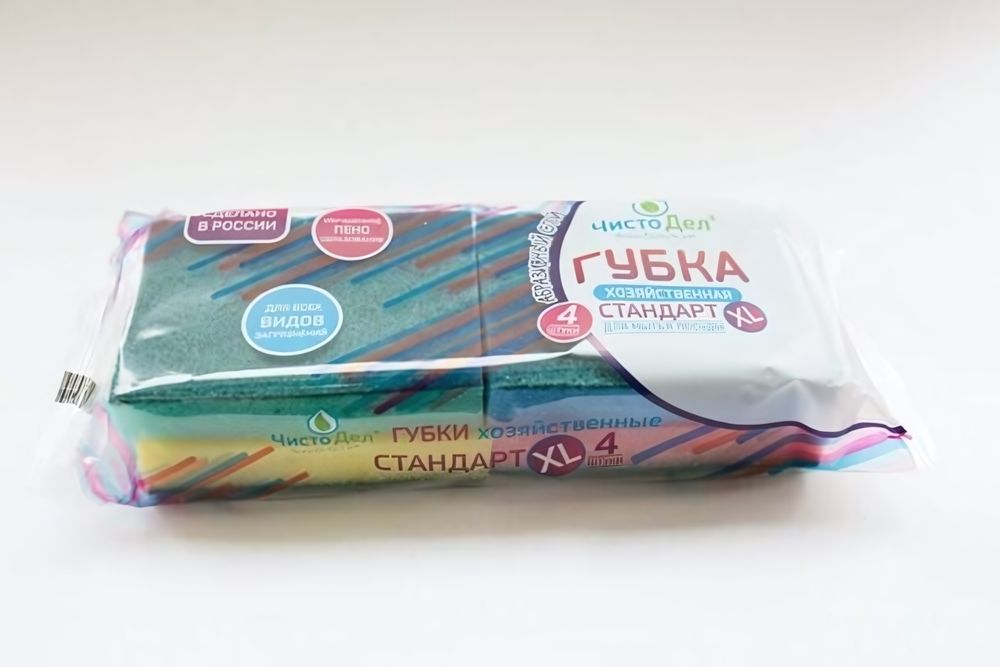Губка для посуды «ЧистоДел» «Стандарт XL» (4 шт.)