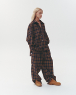 Plaid Baggy Pants Dark-Blue