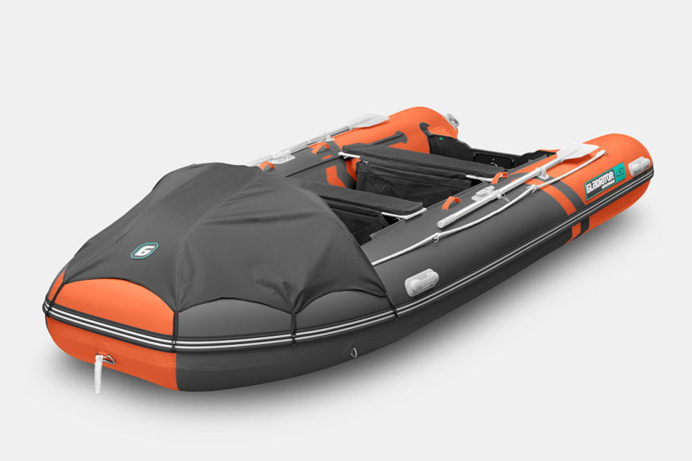 Надувная лодка GLADIATOR E450PRO оранжево-темносерый