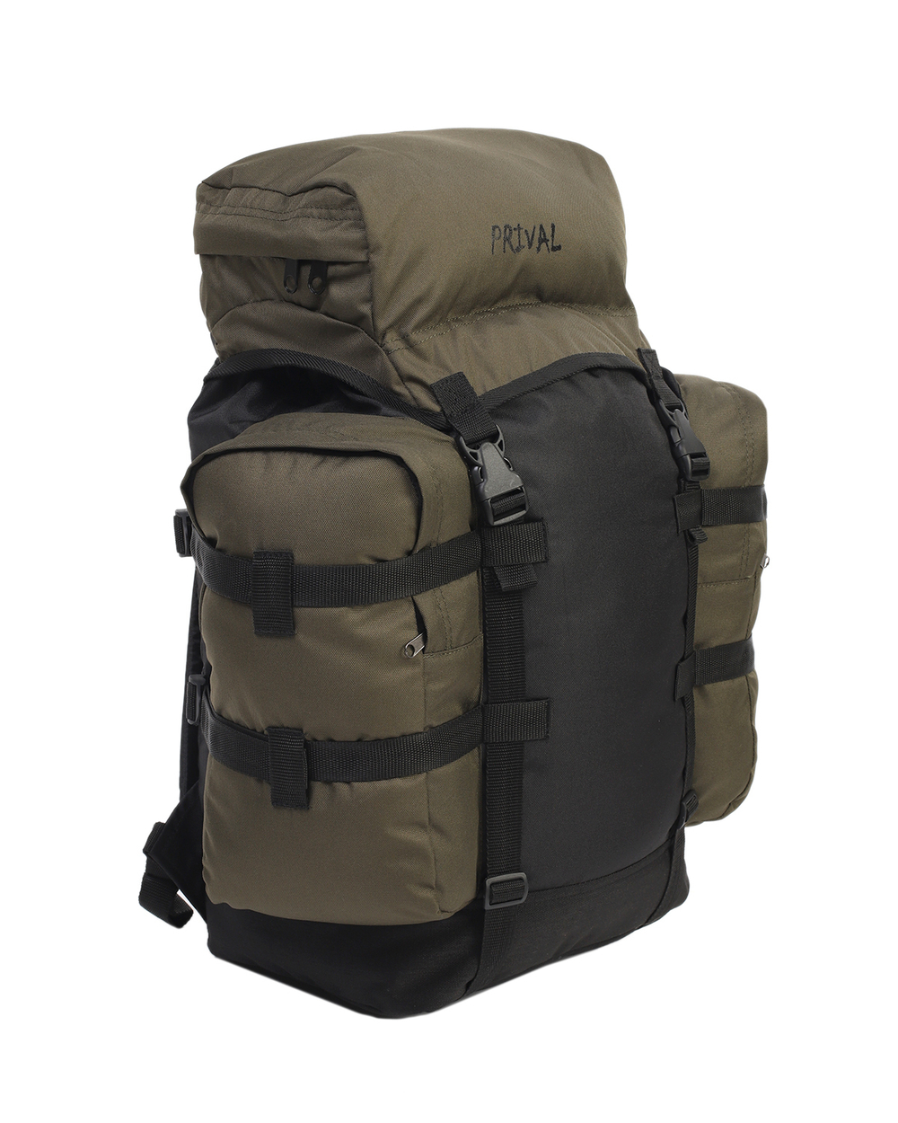 Рюкзак туристический Prival Кузьмич 70, Чёрный + хаки