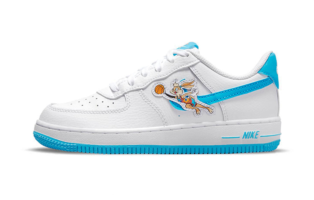 Middle-aged children's Space Jam x Nike Air Force 1 "Toon Squad" aerial slam dunk joint non-slip shock absorption wear-resistant low-top sneakers white and blue