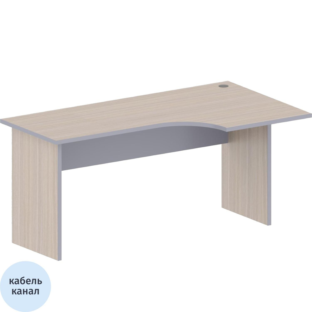 Стол Easy B правый (439,262) светлый дуб/серый (430/440) Ш1600